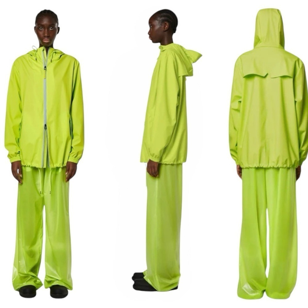 Rains Storm Breaker Jacket Unisex Large Reflective Digital Lime NWT 18370‎